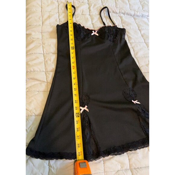 Black Slip Lace Dress Women Size M Babydoll Nightie Lingerie Chemise Cami Nightg - Picture 14 of 16